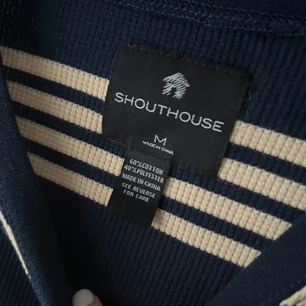 Mens - Southouse striped navy long sleeve top size M - Picture 3 of 3